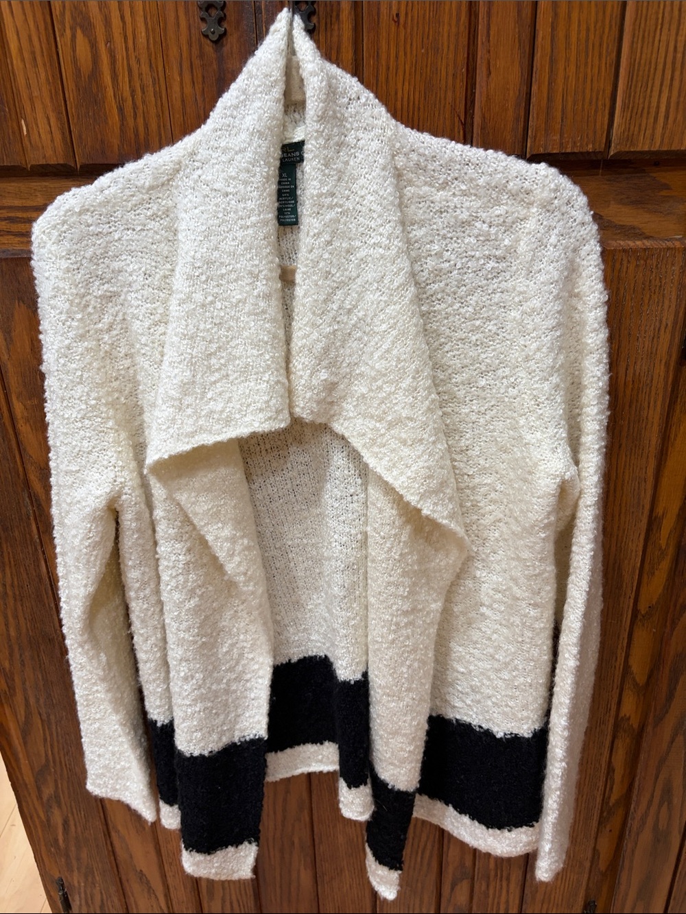 Ralph Lauren Cream Open Front Cardigan with Black Accent